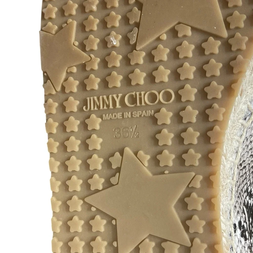 Jimmy Choo Espadrille Slip On Snakeskin‎ Loafers Designer Shoes Size 36.5